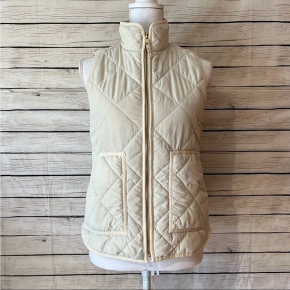 J. Crew Mercantile White/Cream Puffer Vest Size X-Small - Picture 4 of 12